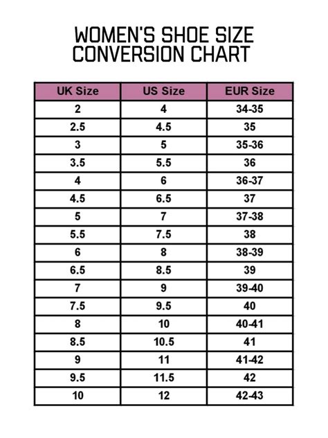 women's shoe size conversion.